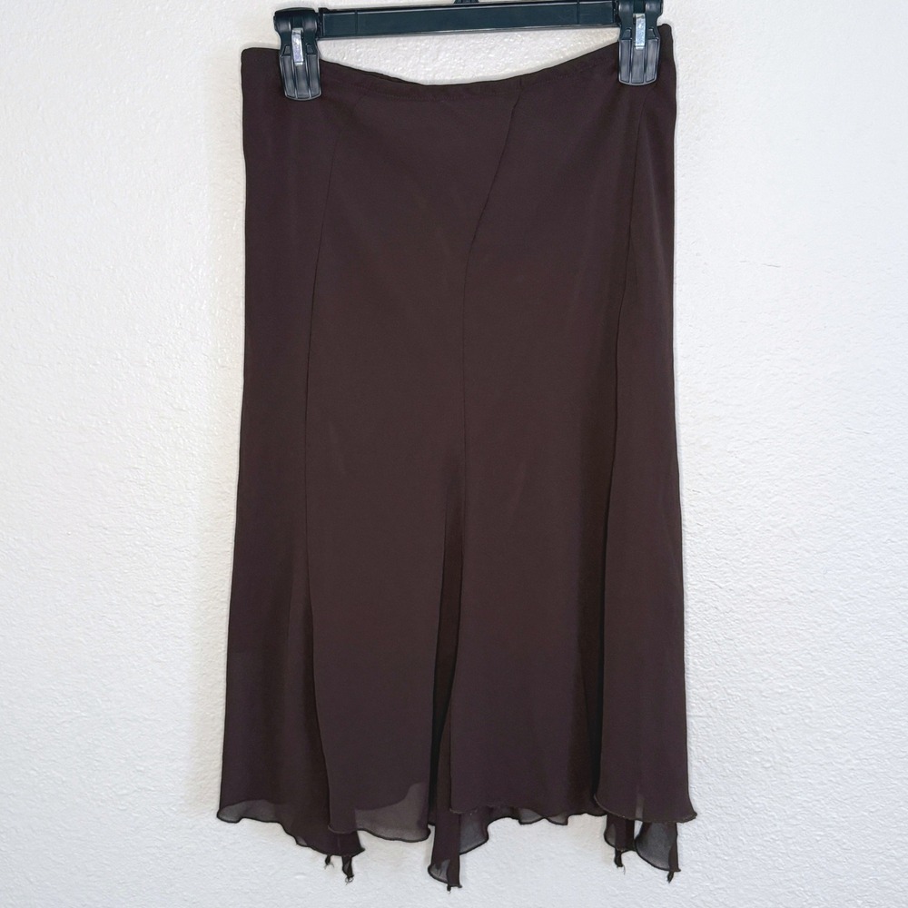 VTG Y2K Forest Fairy Brown Granola Indie Asymmetric Midi Skirt XL Boho Romantic
